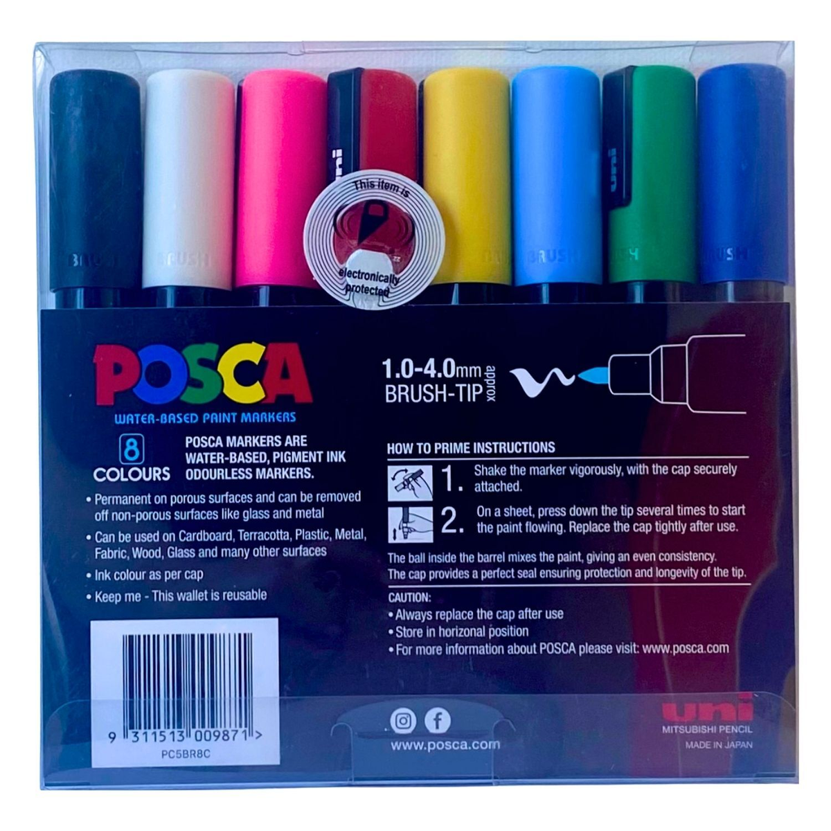 POSCA 5BR BRUSH TIP Paint Markers Pack of 8 - Assorted image 4