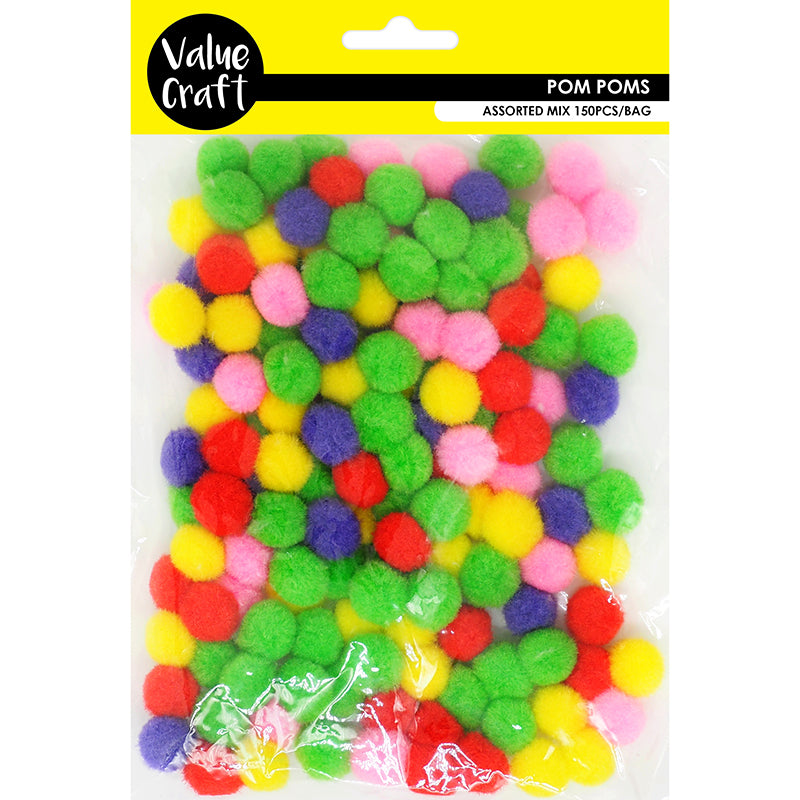 Value Craft Pom Poms Assorted 150pc