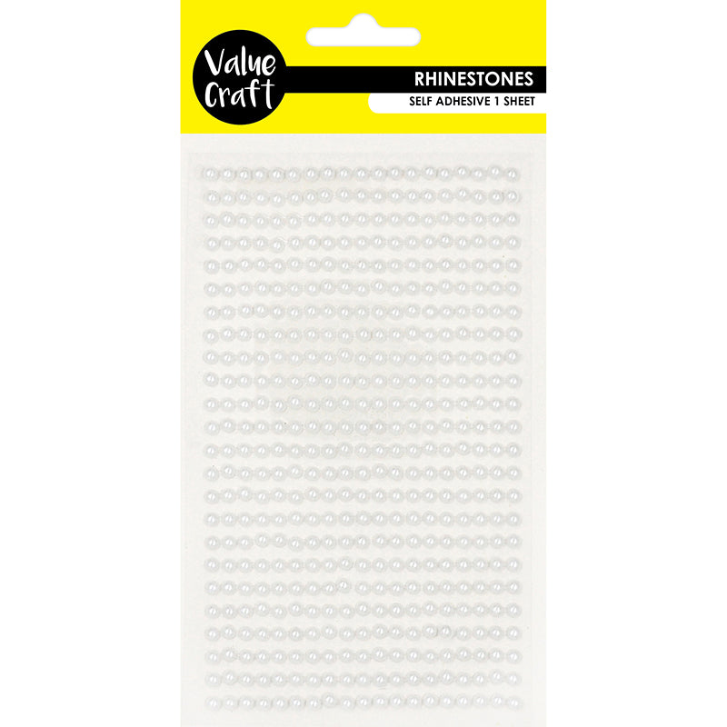 Value Craft Rhinestone White Pearls 3mm 1 sheet