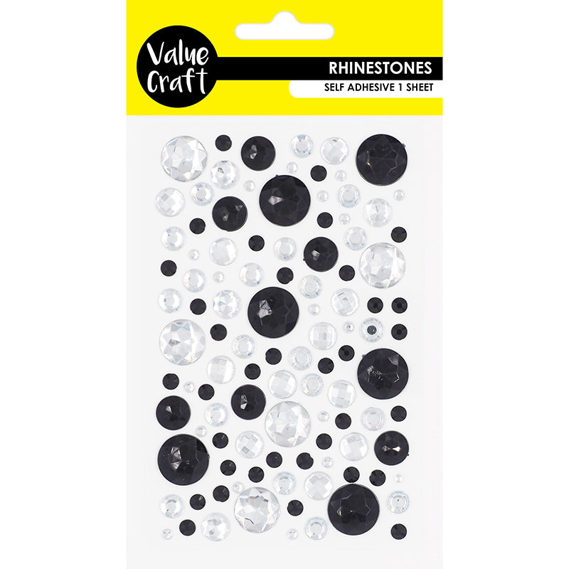 Value Craft Rhinestone Bubble Black + Silver 1 sheet