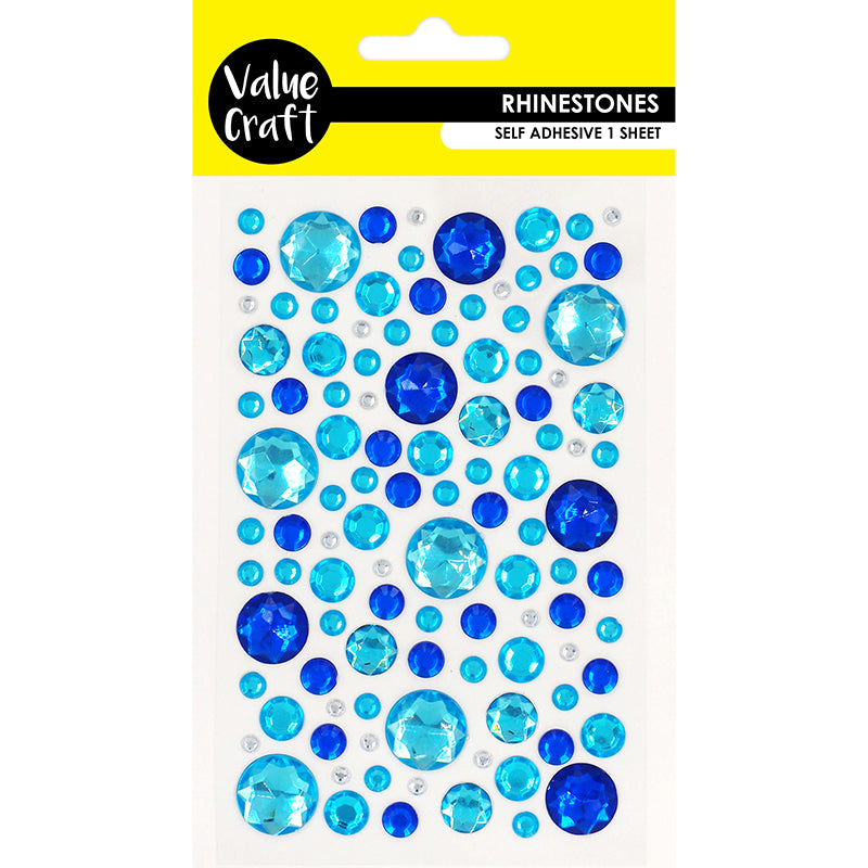 Value Craft Rhinestone Bubble Blue + Silver 1 sheet