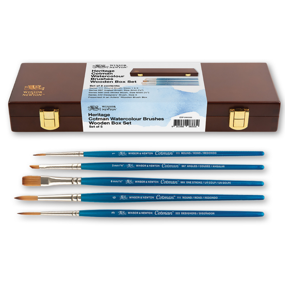 Winsor & Newton Heritage Cotman Watercolour Brush Wooden Box Set