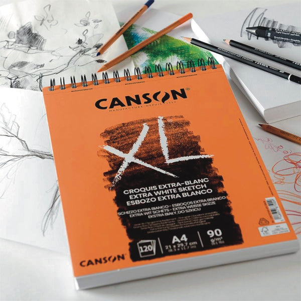 Canson XL Range 90 Pad - Spiral bound Extra White