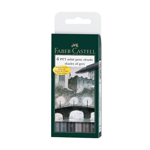 Faber-Castell Pitt Artist Brush Pen set of 6 - Shades of Grey