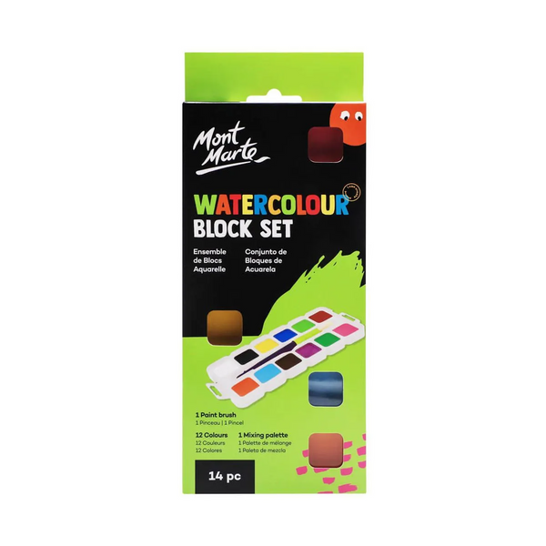 Mont Marte Kids Colour Watercolour Block Set 14pce