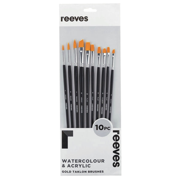 Reeves GOLD Taklon Long Handle Brushes 69780 10pc