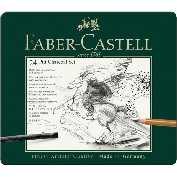 Faber-Castell Pitt Mixed Media Charcoal Tin of 24