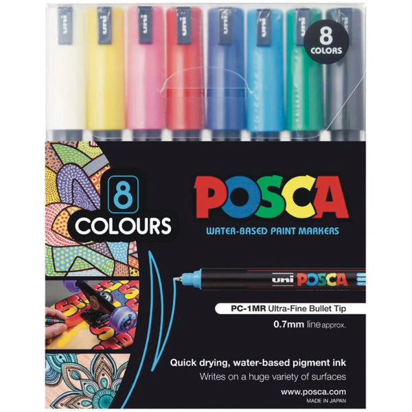 Posca 1MR Ultra Fine Assorted Colours Pack of 8