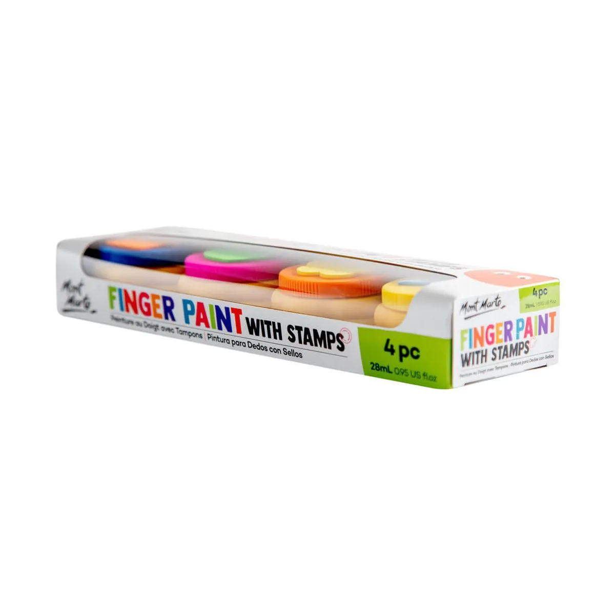 Mont Marte Kids Colour Finger Paints 4pce w/stamp