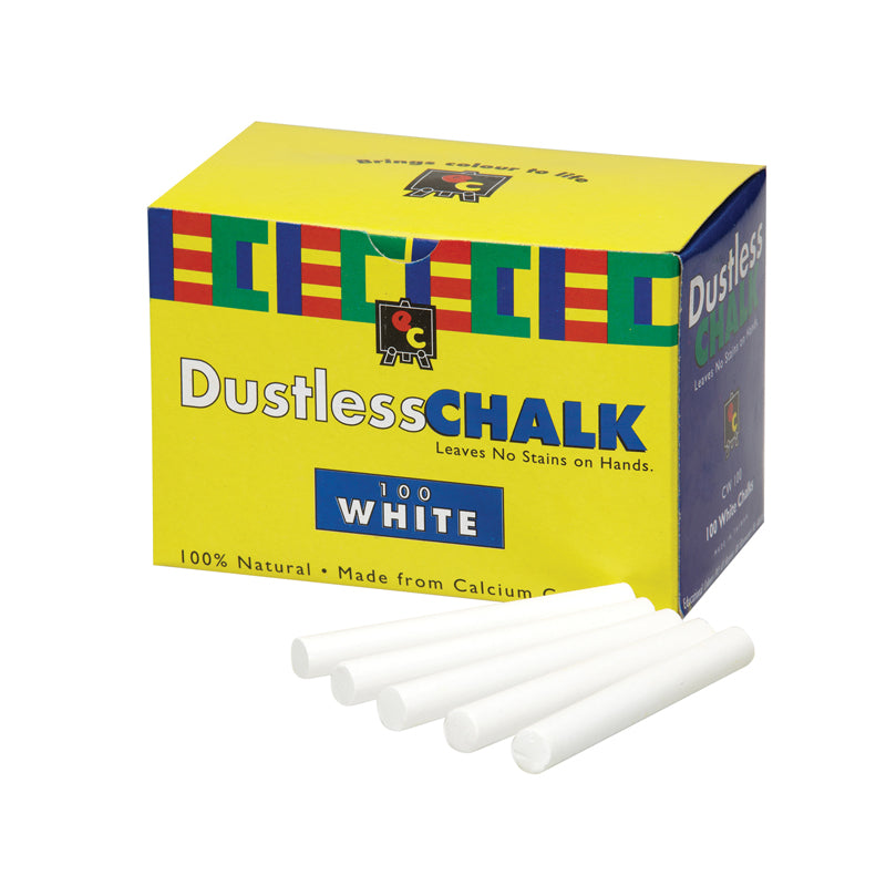 Educational Colours WHITE CHALK DUSTLESS Box of 100