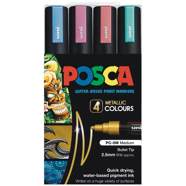 Posca 5M Medium Metallic Colours Pack of 4
