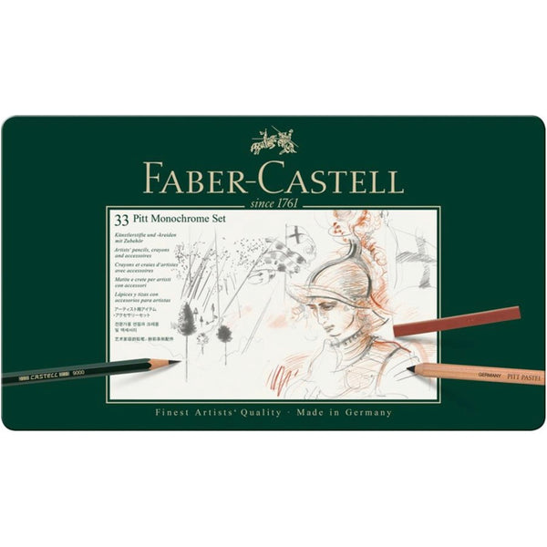 Faber-Castell Pitt Mixed Media Monochrome Tin of 33