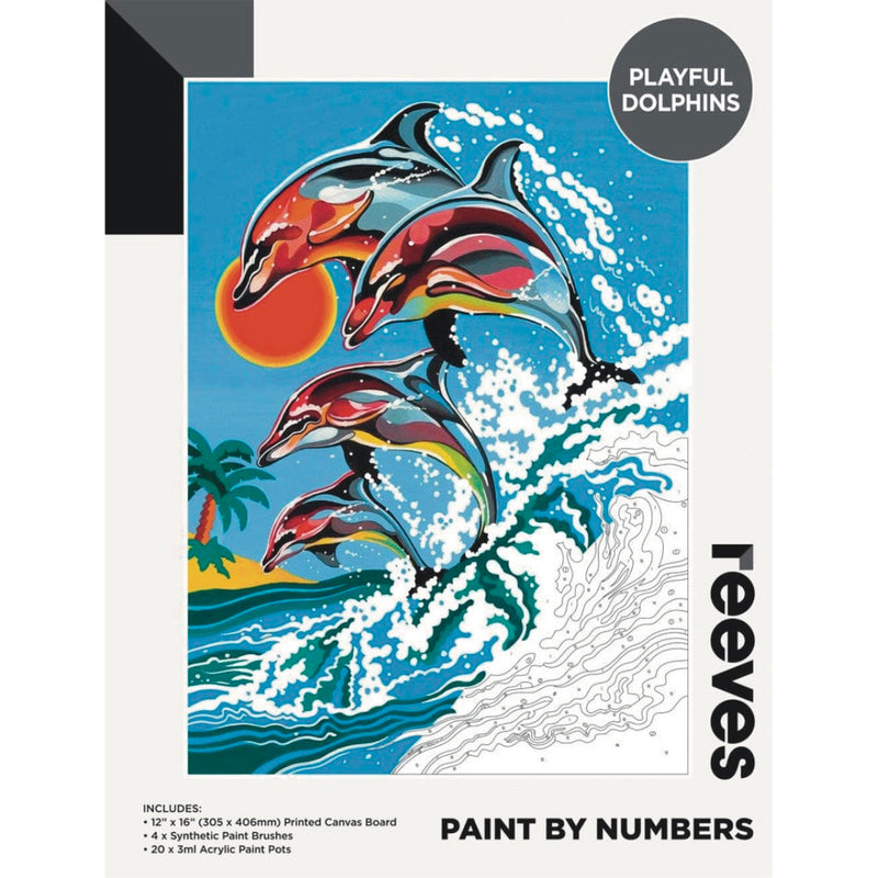 Reeves Paint By Numbers 12x16 inch - Playful Dolphins
