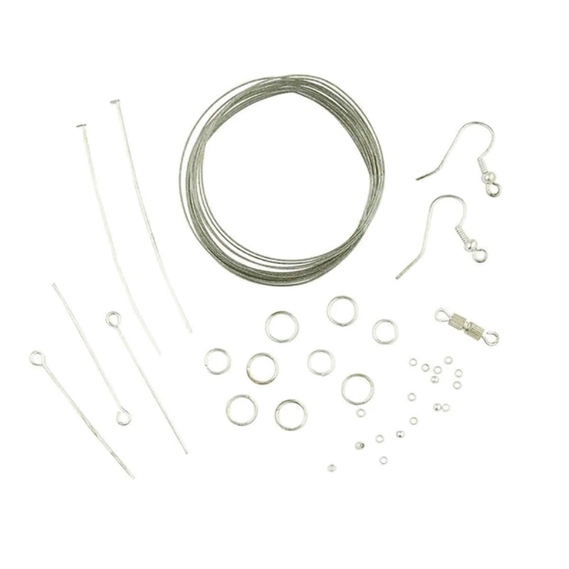 Jewellery Kit 160pcs Assrted Silver Components