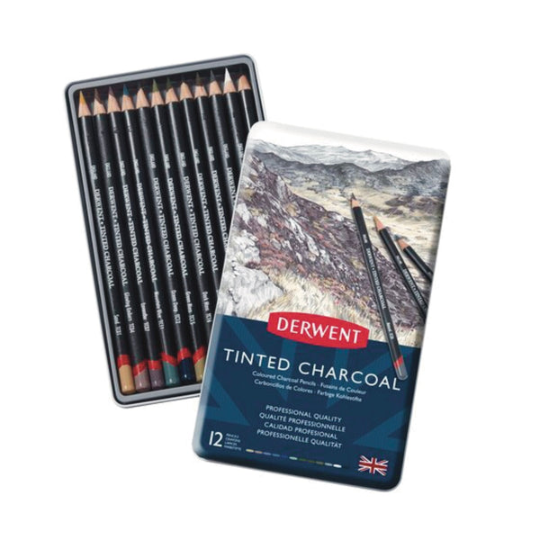 Derwent Tinted Charcoal Pencil tin 12