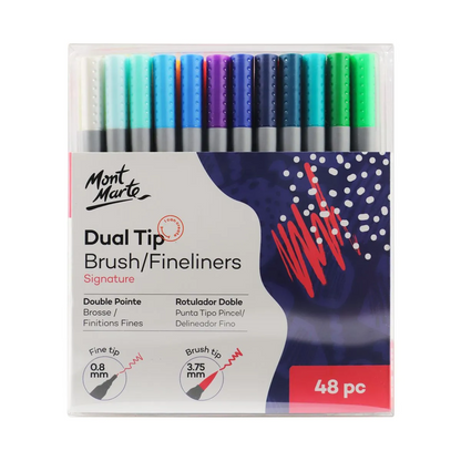 Mont Marte Dual Tip Brush/Fineliners 48pce Tri Grip Default Title