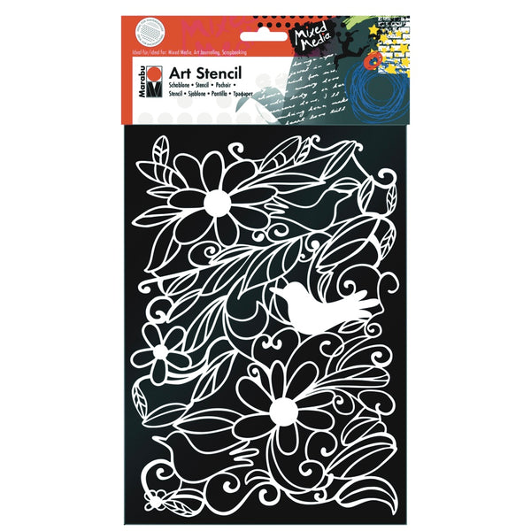 Marabu Art Stencil A4 - Blooming Garden Pattern