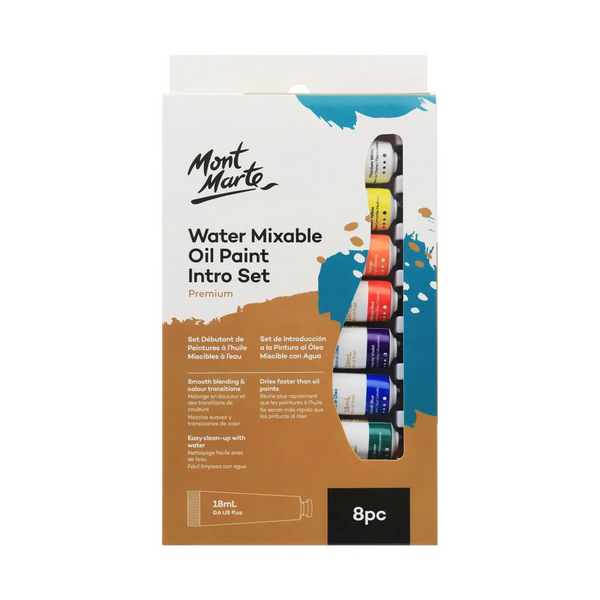 Mont Marte Water Mixable Oil Paint Intro Set 8 x 18ml