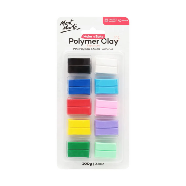 Mont Marte Make n Bake Polymer Clay Pack of 10 Assorted Colours