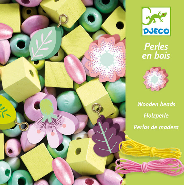 Djeco Wooden Beads - Leaves Flowers