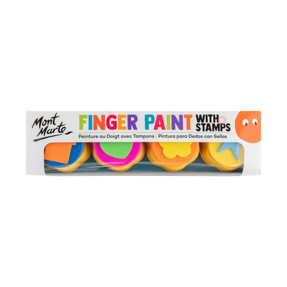 Mont Marte Kids Colour Finger Paints 4pce w/stamp Default Title
