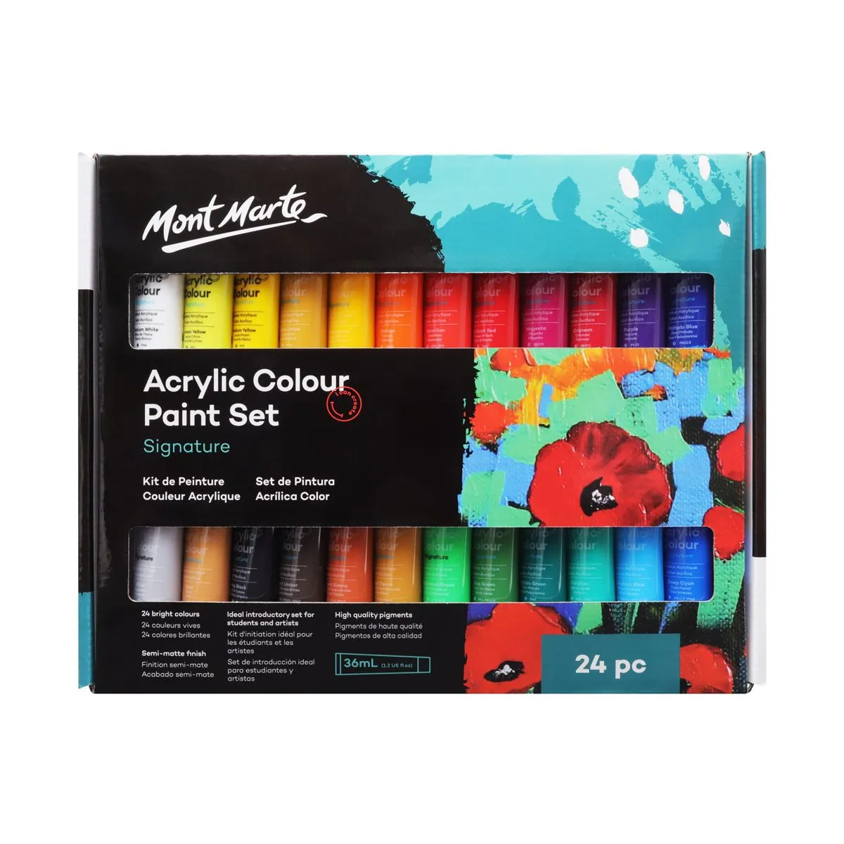 Mont Marte Acrylic Colour Paint Set 24pc x 36ml Default Title