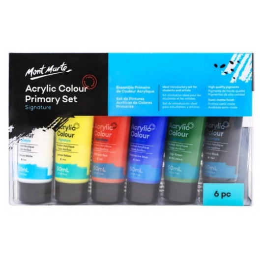 Mont Marte Acrylic Colour Primary Paint Set 6pc x 50ml Default Title