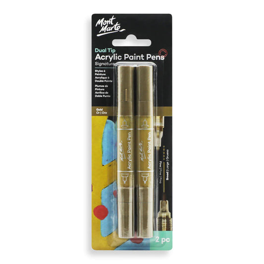 Mont Marte Acrylic Paint Pens Dual Tip Gold 2pc Default Title