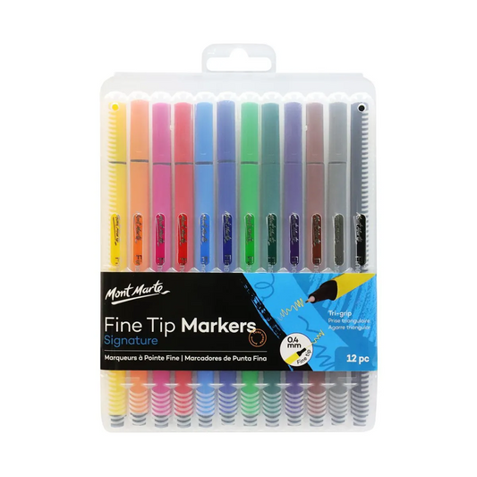 Mont Marte Fine Tip Marker Tri Grip in Case 12pce Default Title