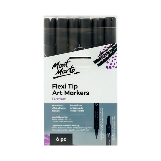 Mont Marte Flexi Tip Alcohol Markers 6pc - Grey Tones Default Title