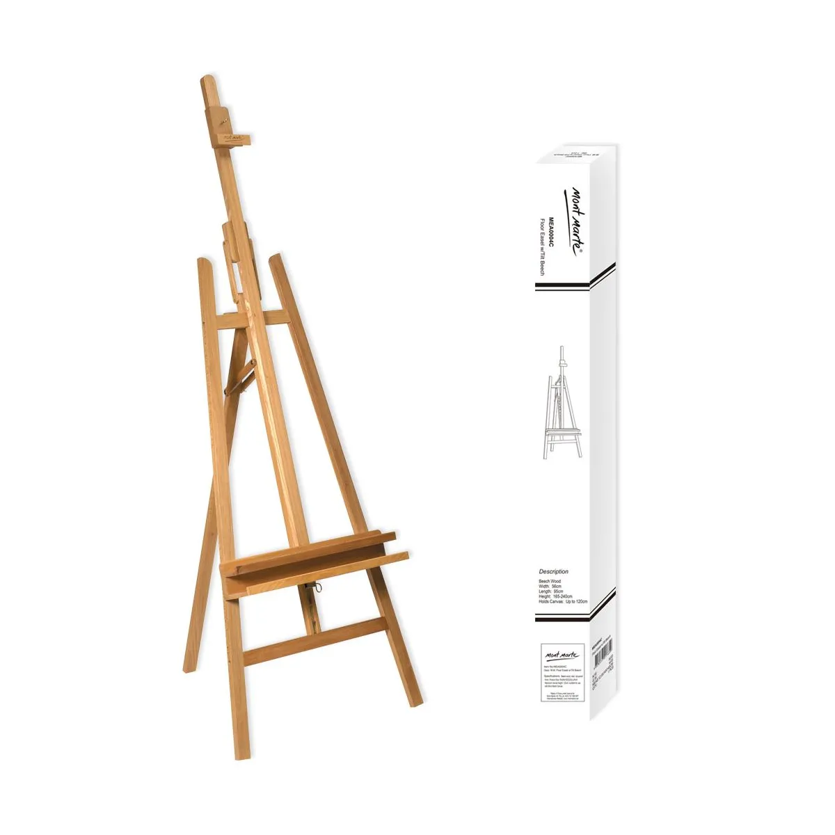 Mont Marte Floor Easel with Tilt Beech Wood Default Title