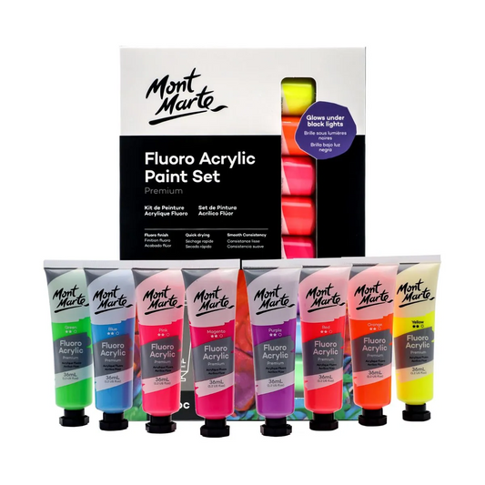 Mont Marte Fluoro Acrylic Paint Set 8pc x 36ml Default Title