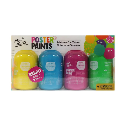Mont Marte Kids Poster Paint 250ml 4pce - Bright image 1