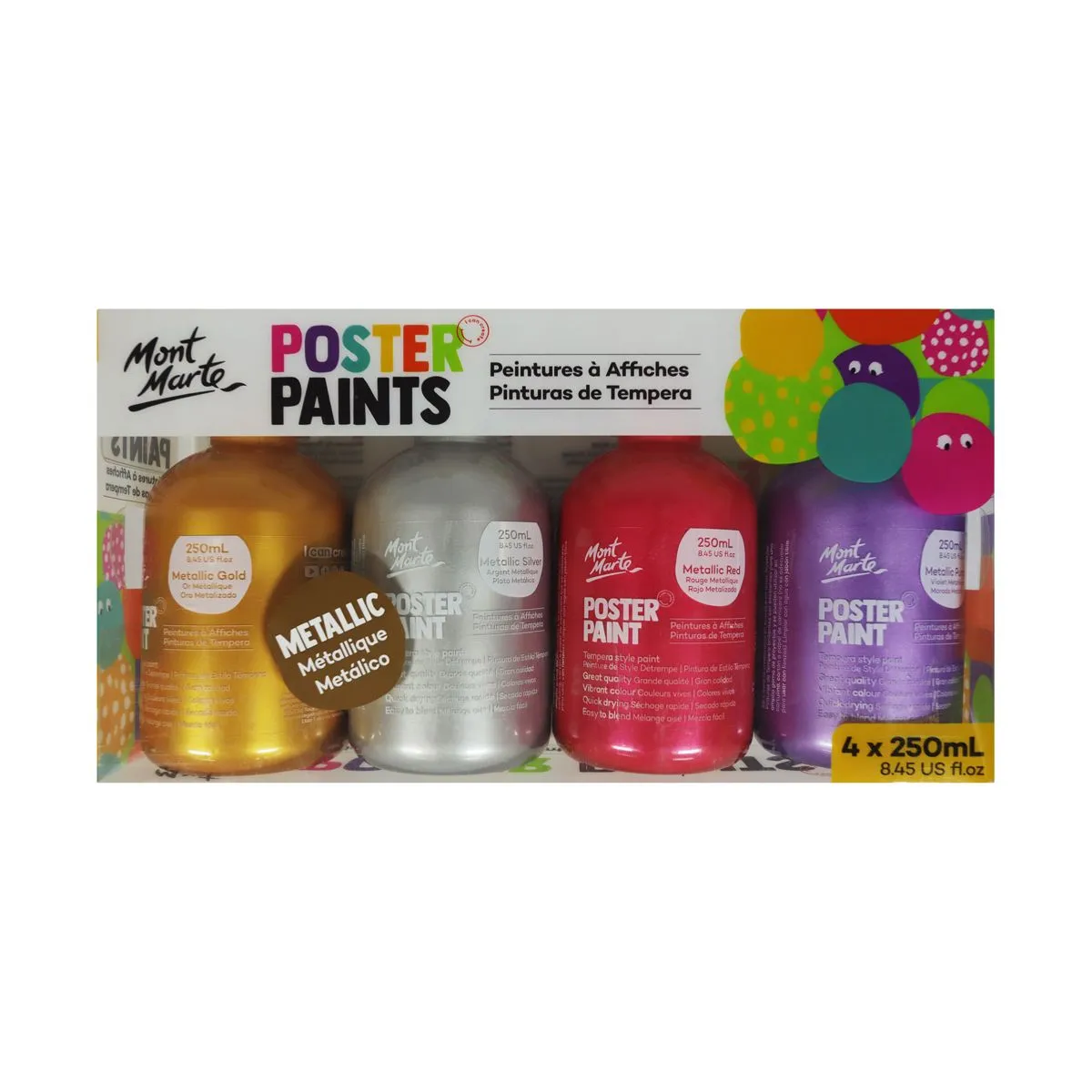 Mont Marte Kids Poster Paint 250ml 4pce - Metallic Default Title