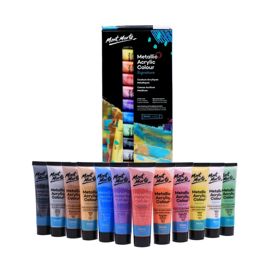 Mont Marte Metallic Acrylic Colour Paint Set 12pc x 36ml image 1