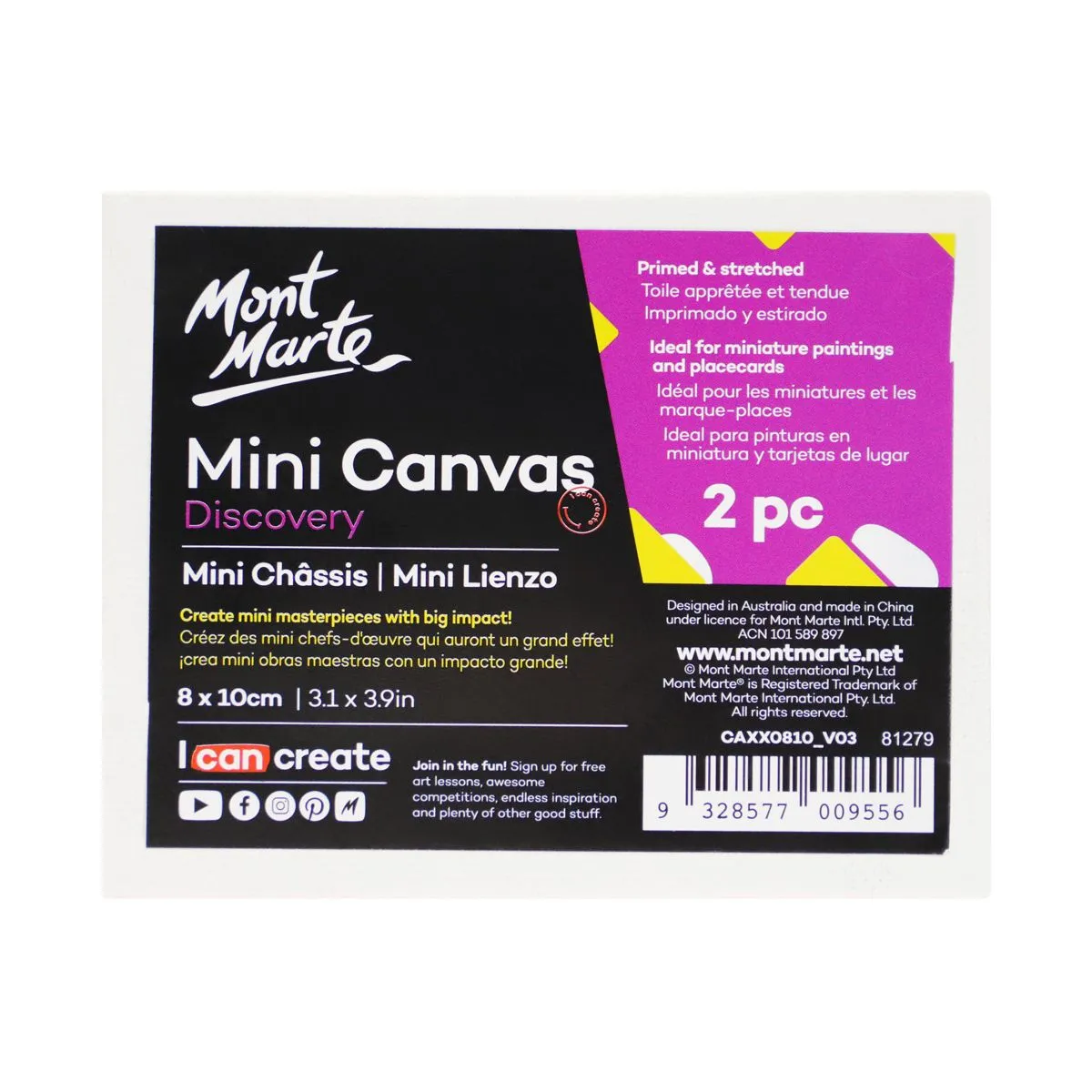 Mont Marte Mini Canvas 8x10cm 2pce Default Title