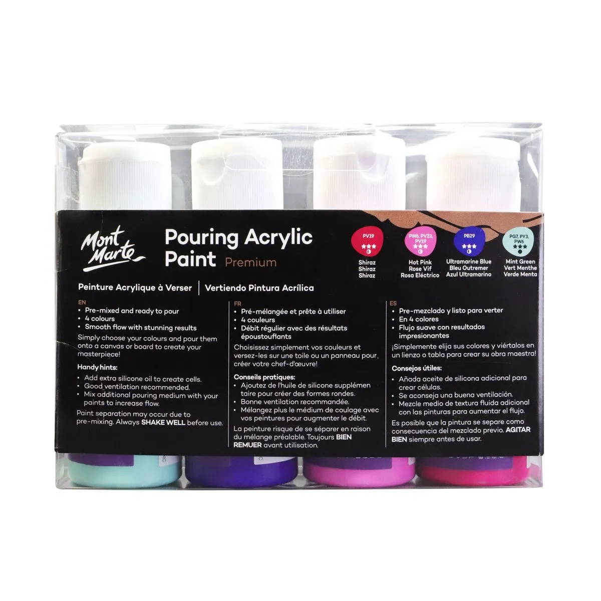 Mont Marte Pouring Acrylic 60ml 4pce - Aurora
