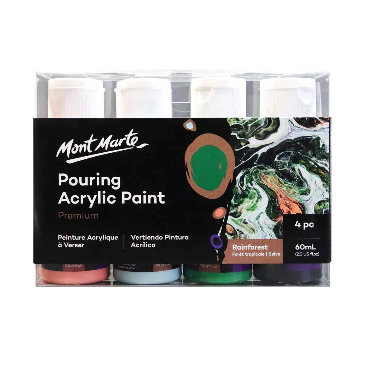 Mont Marte Pouring Acrylic 60ml 4pce - Rainforest Default Title