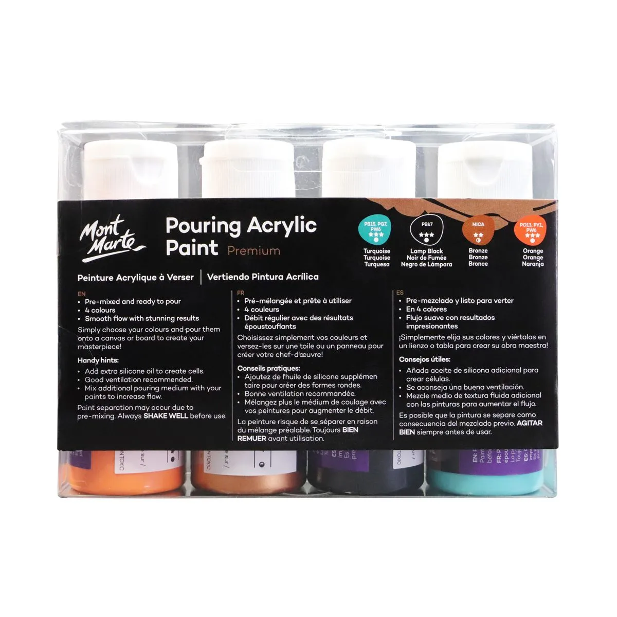 Mont Marte Pouring Acrylic 60ml 4pce - Symphony