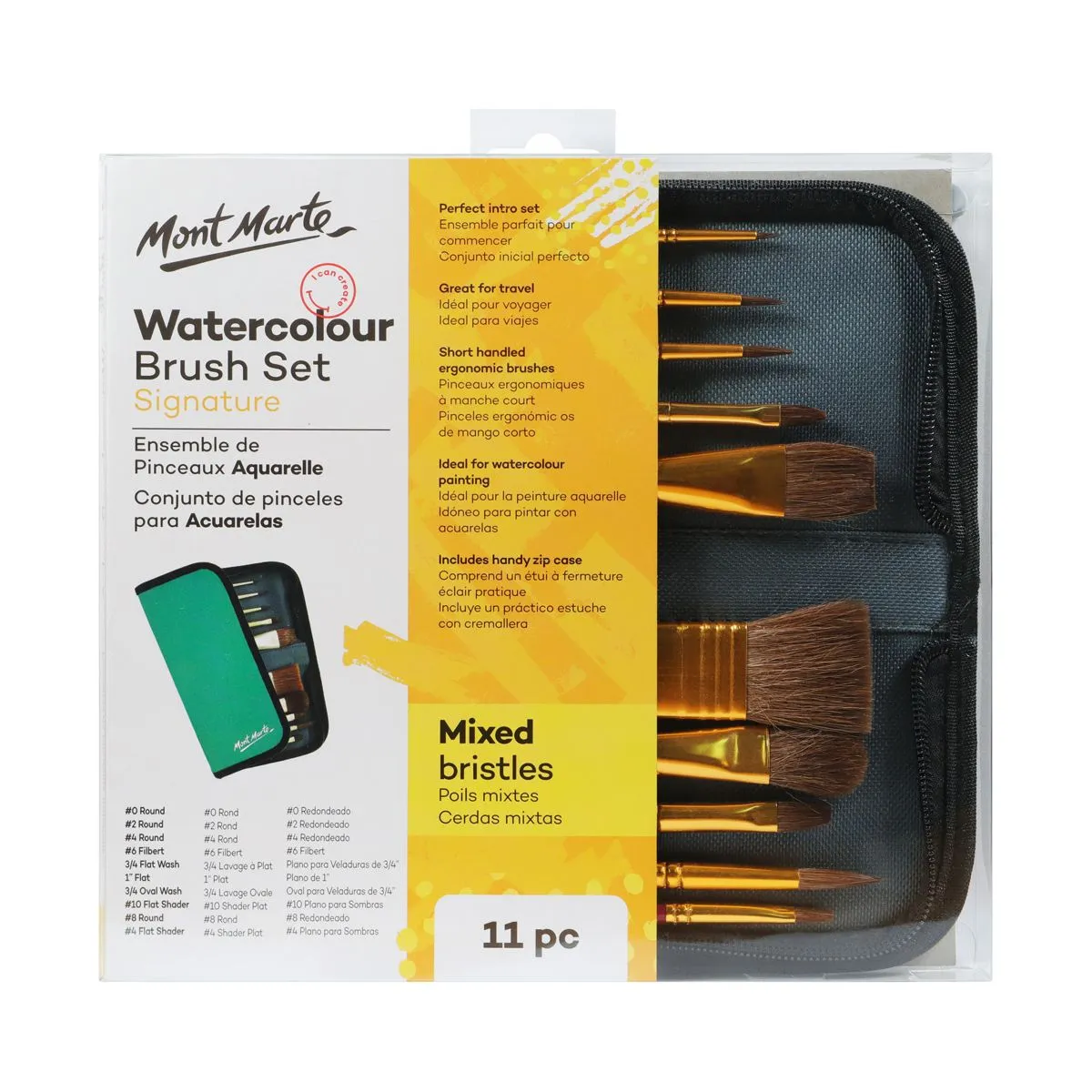 Mont Marte Signature Brush Set in Wallet 11pc - Watercolour Default Title