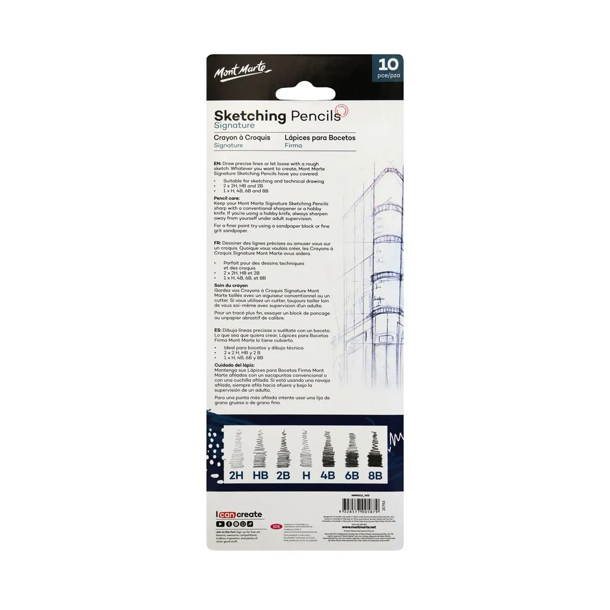Mont Marte Sketching Pencils 10pce image 3