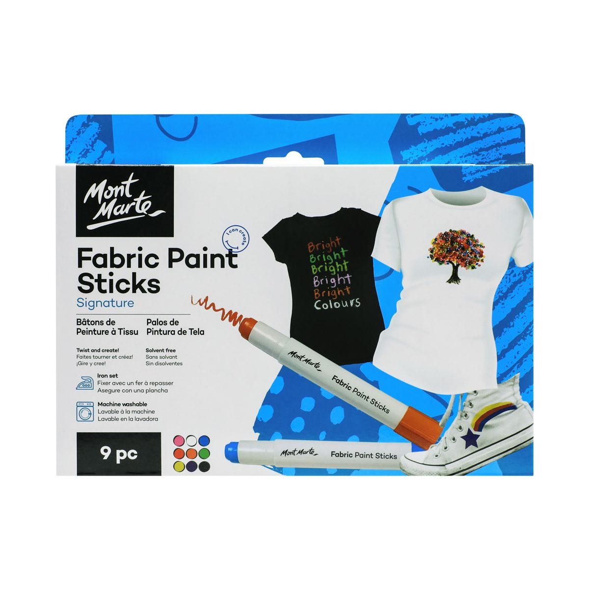 Mont Marte Solid Fabric Paint Sticks 9pce Default Title