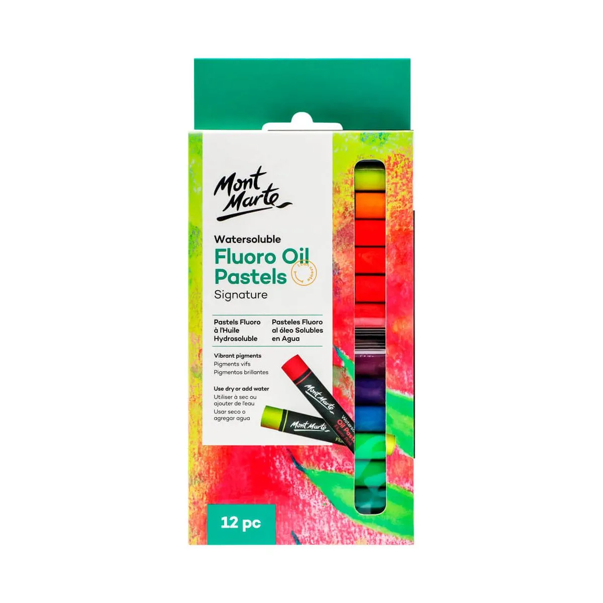 Mont Marte Watersoluble Fluro Oil Pastels 12pc image 1