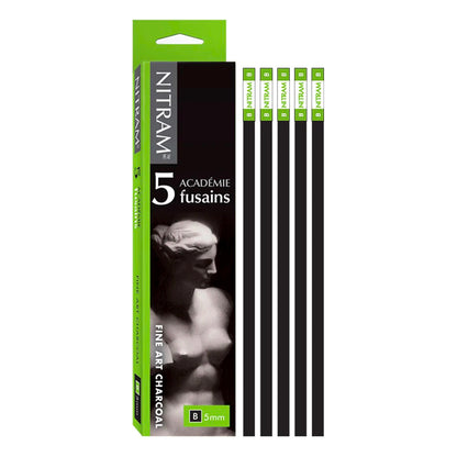 Nitram Fine Charcoal 5 x B Soft Square 5mm image 1