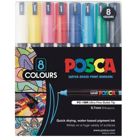 Posca 1MR Ultra Fine Assorted Colours Pack of 8 Default Title