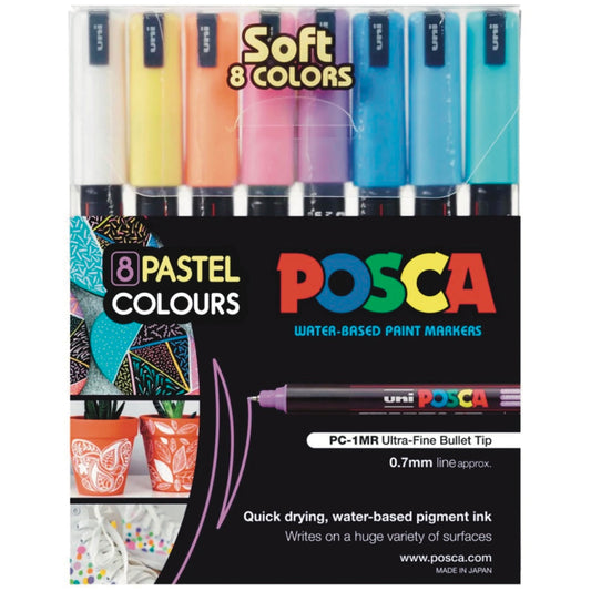 Posca 1MR Ultra Fine Pastel Colours Pack of 8 Default Title