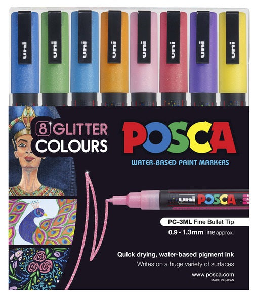 Posca 3M Fine Glitter Colours Pack of 8 Default Title