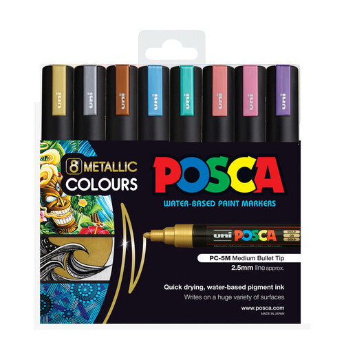 Posca 5M Medium Metallic Colours Pack of 8 image 1