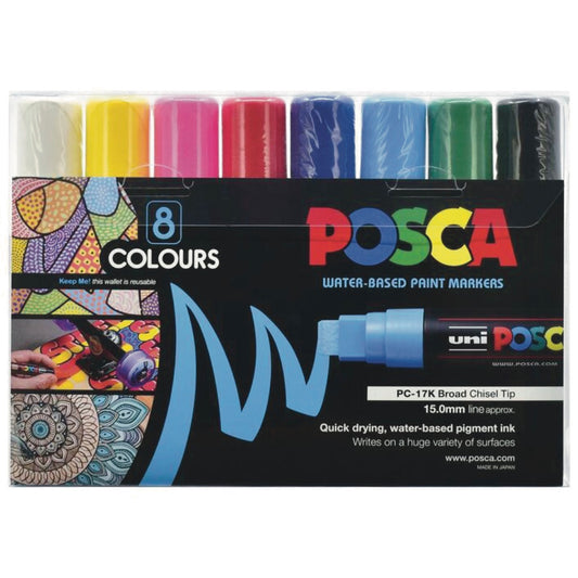 Posca Broad Chisel Paint Marker Set of 8 Assorted Default Title
