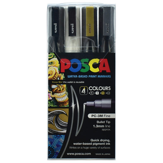 Posca PC-3M Paint Marker Set of 4 Assorted Default Title